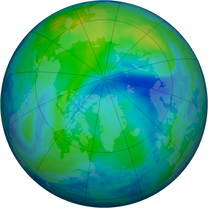 Arctic ozone map for 06 November 1993